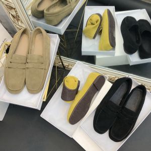 รองเท้าส้นแบนหนังวัวนิ่มสำหรับผู้หญิง ฤดูใบไม้ร่วง/ฤดูหนาว ส้นแบน พื้นยาง รองเท้าสวมสบายแบบลำลอง ทรงหัวเหลี่ยม ด้านในเป็นขนสัตว์