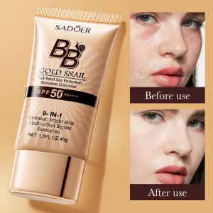 SPF50+ Gold Snail Sunscreen BB Cream Whitening Foundation Concealer Moisturizing Long Lasting Even Skin Tone Makeup Base Primer