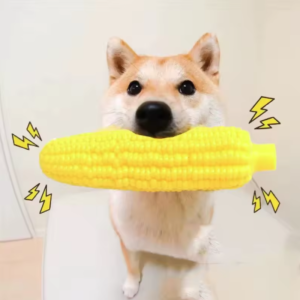 Corn Shape Puppy Dog Toy Latex Squeak Interactive Chew Bite-Resistant Training Playing Dog Supplies