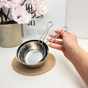 18/10 Stainless Steel Bowl with Handle Miniature Measuring Cup Spoon Oil Shell Dipping Sauce Baking Tool with Scale