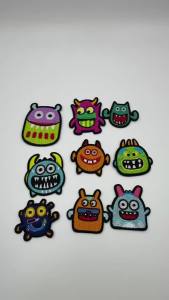 9Pcs Cute Cartoon Monster Embroidered Patches Hot Melt Adhesive Self-Adhesive Iron On Patch Kids Clothing Repair DIY Decoration