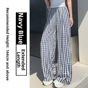 YIFANSHI | Red Checkered Slimming High Waist Wide Leg Pants