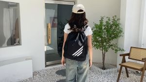 【SHOPLUS】Drawstring Gym Bag Large Sports Backpack Travel Backpack Fashion Simple Solid Zipper Waterproof Schoolbag Casual Canvas Backpack Waterproof TL1004