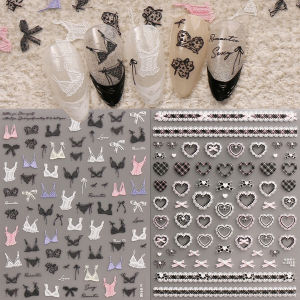 2 Miếng Dán Trang Trí Móng Tay Hình Trái Tim Nơ Ren Nổi 3D Dễ Dán Trang Trí Móng Nghệ Thuật Cho Tiệc Tùng Và Quà Tặng