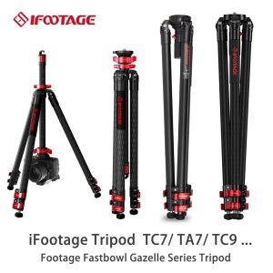 Giá đỡ ba chân linh dương ifootage Chân máy sợi carbon cầm tay chụp ảnh chuyên nghiệp TC7/tc5s/tc6s/TC7/ta6s/TC9 giảm xóc thủy lực Chân máy ảnh cacđăng du lịch trực tiếp