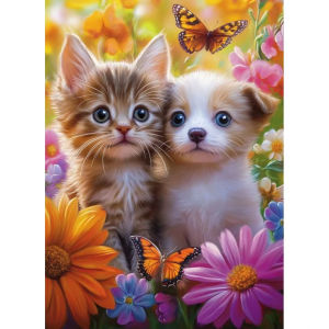 Kayou | Cat and Dog Digital Oil Painting Paint By Numbers Kit Canvas Hand Drawing Picture Home Wall Decor Art Gift for Friend Family