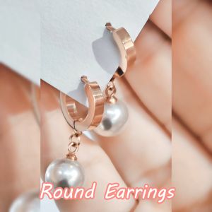 SO SEOUL Pearluxe Round Heart Teardrop Pearl in White Rose Gold Dangle Hoop Earrings
