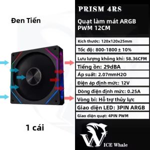 Quạt Làm Mát Khung Máy ICE Whale Prism 4RS 120mm ARGB 5V 3PIN Đồng Bộ Đèn 4PIN PWM Thiết Kế Gương Vô Cực - Biến Thiên Dòng Chảy
