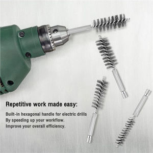 E.B. Stainless Steel Wire Cleaning Brush with Handle 1/4 Inch Hex Shank for Power Drill Impact Driver (8mm/10mm/12mm/15mm/17mm/19mm)