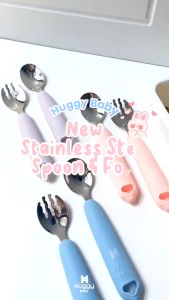 Huggy Baby Stainless Steel Childen Fork & Spoon - Peralatan Makan Anak