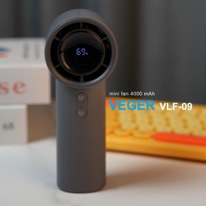 พัดลมมือถือ VEGER VLF-09 พัดลมพกพา แบตเตอรี่ 4000mAh RPM 13500 ปรับระดับความแรงได้ 100 ระดับ พัดลม รับประกัน 1ปี