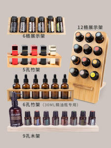 Essential Oil Display Stand round Hole Partition Lipstick Showcase Storage Box Wooden Rectangular Chinese Style Desktop Organizer