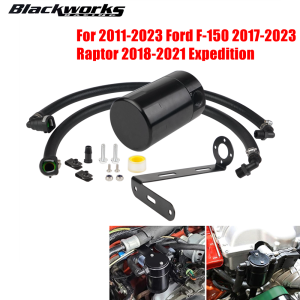 Oil Catch Can Air Oil Separator Aluminum Kit Fit For 2011-2023 Ford F-150 2017-2023 Raptor 2018-2021 Expedition 3OZ Black