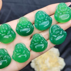 Q913 Mặt Phậtt Di Lặc Ngọc Agate Xanh Mộc và Hoả - Phong Thuỷ TUDO P