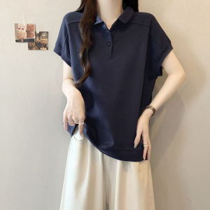 Shalldoer | เสื้อยืดคอโปโลสีพื้นสไตล์เรโทรลำลองสำหรับผู้หญิงในช่วงฤดูร้อน เสื้อยืดแขนสั้นที่สวมใส่สบายและทันสมัย ​​เสื้อเชิ้ตคอโปโลสีพื้นสำหรับผู้หญิง