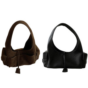 Women PU Retro Shoulder Bag Large Capacity Solid Color Handbag Multiple Pockets Hobo Tote Purse for Daily Travel Work Shopping