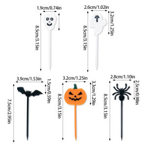 10/20/30pcs Plastic Halloween Picks Halloween Cupcake Toppers Toothpicks Ghost Bat Spider Fruit Toothpicks Halloween Cake Decor