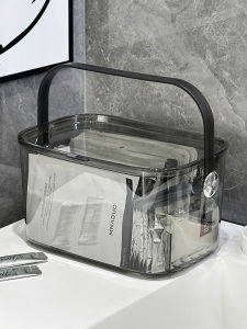 Bathroom Desktop Cosmetic Storage Box Mask Placement Rack Dustproof Organizer Acrylic Rectangle Shape Single Layer Cover Design