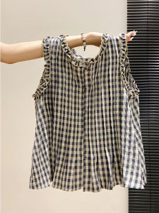 LUOSHAO | Korean Sweet Wooden Ear Trim Sleeveless Loose Skinny Shirt