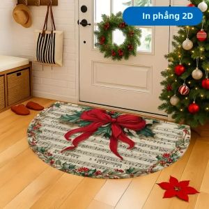VIKAMA Giáng Sinh Chào Mừng Thảm Chùi Chân Hình Bán Nguyệt Trong Nhà Ngoài Trời Thảm Chống Trượt Chống Phai Màu Phong Cách Hiện Đại Cho Cửa Trước Hiên Nhà Nhà Bếp Trang Trí Nội Thất