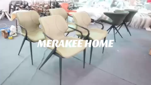 MERAKEE Dining Chair Saddle Leather Black/Gold/Rose Gold/Silver Stand Dining Room Furniture TS3650