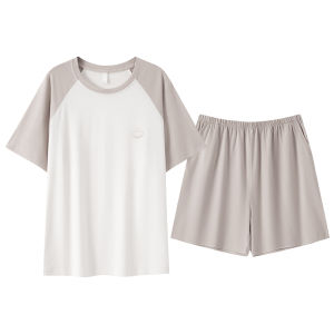 Miiow | Couples Summer Lightweight Short Sleeve Sleepwear Cat Person Modal Home Clothes Set For Men And Women Breathable Comfortable