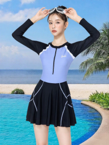 Barbie | Long Sleeve Conservative One-Piece Dress Style Slimming Swimwear