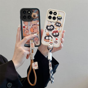 Vỏ điện thoại Honor 200 Smart Honor X8C X7C X6b X6 X8 5G Dễ Thương Colour Vui 3D Búp Bê vỏ phim hoạt hình Với Dây Buộc Ống Kính Bảo Vệ Chống Sốc Vỏ lưng bằng mềm silicon