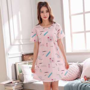 Sweet Style Long Sleeve Womens Nightgown plus Size Sleep Dress Trendy Home Clothes New Arrival Autumn Winter Milk Silk Fabric