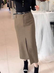 MANMI | Chân Váy Dài Phong Cách Retro Cao Waist Thon Dáng Thẳng