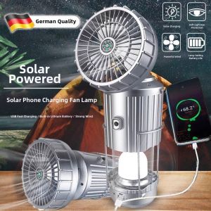Solar-powered Fan LED Camping Lamp Extendable