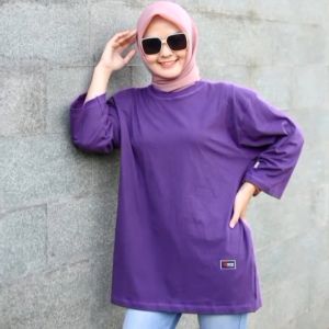 Kaos Wanita Oversize Ungu Polos Forever Motif Terbaru