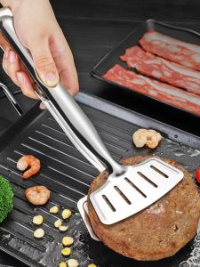 Wide Head Stainless Steel Food Clamp Multi-Function Fried Fish Clip Barbecue Kitchen For Home Food Barbecue Fried Steak Food Clip