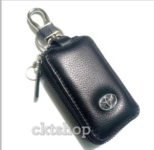 dompet kunci remote keyless mobil Toyota full kulit asli transparan dobel karet original Zipper dompet STNK