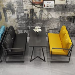 Industrial Style Bar Quiet Bar Barbecue Shop Rest Area Negotiation Coffee Shop Table and Chair Combination Iron Art Deck Sofa Commercial Use