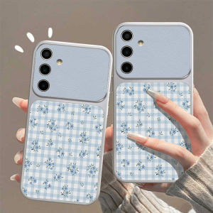 Blue Folwer Phone Case For Samsung S26 Ultra S25 Ultra S26 S25 For Samsung S24 S23 FE S25 Plus Cover Funda Shockproof Lambskin
