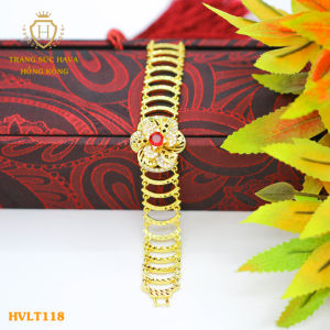 Lắc Tay Nữ Hoa Mai Đính Đá. Vòng Tay Titan Xi Mạ Vàng 24k Cao Cấp - Trang Sức Hava Hong Kong