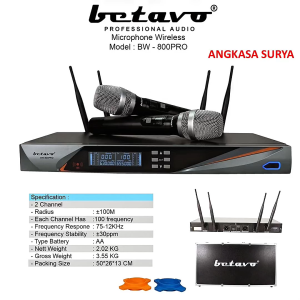 Mic Wireless Betavo BW-800 PRO Original / Microphone Betavo BW800PRO / Betavo BW 800 PRO Hardcase