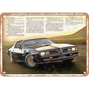 CIFbuy | Biển Kim Loại Cổ Điển Pontiac Firebird Trans Am Đồ Trang Trí Tường Xe Hơi Cổ Điển Cho Gara Phòng Nam Hình Chữ Nhật Chất Liệu Thiếc Retro.