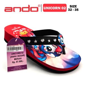 Sandal Jepit Anak Perempuan – ANDO – UNICORN 02 – Size 32-35 – Outdoor – Casual – Fashion Merah