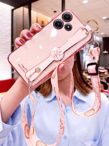 Redmi 12 Silicone Phone Case with Wristband And Crossbody Strap Protective Soft Shell for Xiaomi 5G Drop Resistance Creative Ins Style