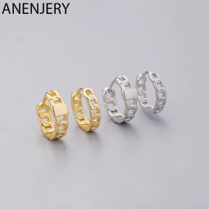 anenjery | ANENJERY Silver Color Chain Shape Hoop Earrings For Women Simple Hot Fashion Daily Student Jewelry Gift