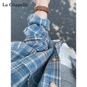 La Chabell Blue Gingham Long Sleeves Shirt Women Spring & Fall Loose Oversize Harajuku Style French Style Brushed Shirt