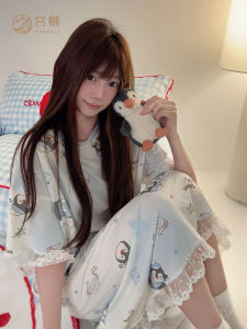 GONGDIE | Cooling Sleepwear Modal Cotton Lace Short Sleeve Cartoon