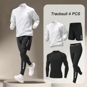Mens Quick Drying Sports Suit Autumn Track and Field Zipper Training Running Fitness Long Sleeved Sports Shirt Mens Style