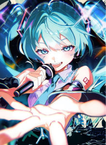 Bandai | DIY 5D Diamond Painting Hatsune Miku Stained Glass Character Art Hobby Craft for Home Wall Decor Ideal Gift for Art Lovers