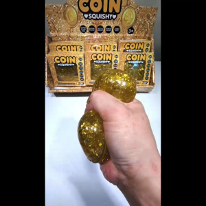 Squishy Stress Ball Squeeze Toy Funny Gold Coin Shape Fidget Toy for Kids Adults