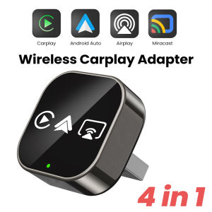 2026 Upgrade 4-in-1 Wired to Wireless CarPlay Android Auto Adapter with Screen Mirroring ios CarPlay/Android Auto/Mirroring