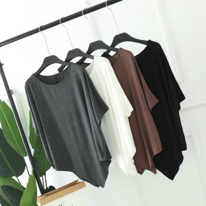 Loose round Neck Modal Short Sleeve Batwing T-Shirt Womens Summer Fashion Mid-Length Oversize Base Shirt Commute Korean Style