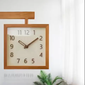 Double Sided Clock  Perfect Japanese Vintage Solid Wood Double-Sided Wooden for Home Living Room Mounted Corner